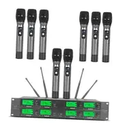 Wireless Microphone System 8 Channel Microphones UHF 8 Handheld Mic Karaoke DJ