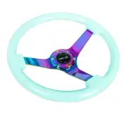 Nrg Steering Wheel Minty Fresh Wood Grain 350Mm W/ Neochrome Spoke 3" Deep Dish (for: Nissan)