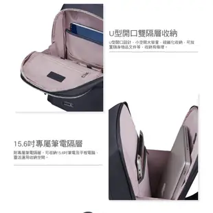 Samsonite新秀麗 筆電後背包/電腦包/雙肩包15.6吋ZALIA 3.0女用商務環保(黑/深藍)