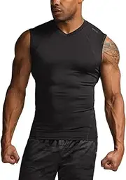 [TSLA] Men's Sleeveless Workout Shirts, Dry Fit Running Compression Cutoff Shirts, Athletic Training Tank Top
