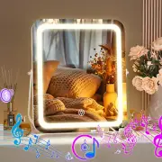 LED Makeup Mirror with Bluetooth Speaker, 10" X 12" Vanity Mirror with Lights, R