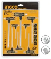 INGCO HHKT8082 8 Piece T-Handle Metric Ball Hex Key Set