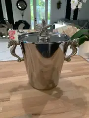 Coastal Silver PIER 1 IMPORTS Stainless SEAHORSE ICE BUCKET STARFISH LID- NWT