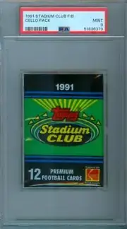 1991 Topps Stadium Club FOOTBALL Trading Card Unopened CELLO Pack PSA 9 Favre