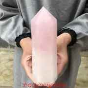 2LB Natural rose quartz obelisk quartz crystal point wand reiki healing XA2197