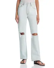 Re/Done 90s High Rise Loose Wide Leg Jeans in Bleach Destroy