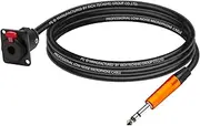 ROBAUN D-Type Panel Mount 6.35MM Stereo Female to 6.5MM Stereo Zinc Alloy Jack Cable 1/4" Female to 1/4" Male Plug Adapter Cord(C1025BK-Orange,2.9M)