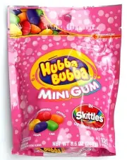 HUBBA BUBBA MINI GUM SKITTLES Flavors REFILL 120 Piece Resealable Bag