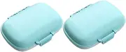 BCOATH 2PCS Portable Weekly Medicine Dispenser Case with Compartments Design for Travel Organizes Vitamins Pills Blue