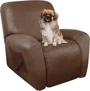 ANARACHON Recliner Chair Covers Leather Like, 4 Pieces Lazy Boy Recliner Cover, Furniture Protector - Washable Soft Sofa Slipcover for Pets Kids (Brown)