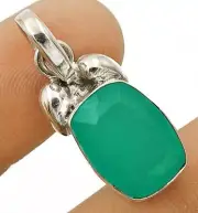 Natural Aquamarine Chalcedony 925 Sterling Silver Pendant Jewelry @B6-2