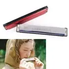 silver/red 24 Holes Tremolo Harmonica Mouth Organ Key of C for Beginners S-qk