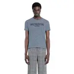 [VALENTINO] Striped Cotton Linen Chez Valentino T-Shirt Blue