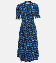 [Diane von Furstenberg] Diane von Furstenberg Printed wrap midi dress AU 12 black