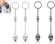 [JRGTDS] 4 PCS Mini Crown Spoon Keychain Pendant Necklace- Metal Little Spoon Keychains - with Keychain Loop Pendant