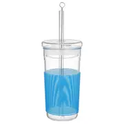 Porta Summer Smoothie Cup Large 400ml Lead/BPA Free w/ Straw Brush Fun Blue