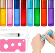Jognee Roll on Glass Bottles for Essential Oil, Rollon Bottles with Opener, Straw, Dropper and Funnel, for Perfume, Cosmetics, Aromatherapy, Massage (8 Pieces, 10 ml)