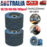 10~100pcs FLAP GRINDING SANDING DISCS 125mm 5" ANGLE GRINDER WHEEL 40 GRIT AU