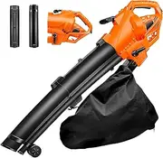 Powerful Leaf Blower, 3 in 1 (Leaf Blower + Vacuum Cleaner + Leaf Shredder) Garden Blower, 6-Speed Adjustment, 10:1 Powder Ratio, with 35L Collection Bag, 270 Km/H Electric Garden Duster (Co