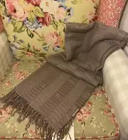 Cynthia Rowley Brown Acrylic Layered Herringbone Reversible Throw Blanket Soft