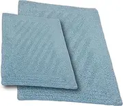 Castle Hill 2-Piece 100-Percent Cotton Linear Reversible Bath Rug, Light Blue, 17" x 24"/24" x 40"