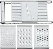 WMF Gourmet Vegetable Grater 12 x 18 cm, Kitchen Grater Stainless Steel with 4 Attachments for Slicing, Multi Grater, Rasp, Grater and Cutting, Potato Grater, Cucumber Slicer