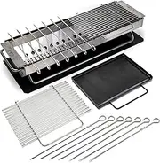 Hickory Summit Hibachi Grill Outdoor Complete Kit - Yakitori Grill - Japanese Tabletop Grilling - Konro Mangal - Binchotan Charcoal BBQ - Perfect for the Park and Your Backyard