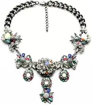 [HUFFA] Party Choker Necklace Fashion Flower Bubble Bib Collar Chain Statement Necklaces for Women
