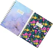 CANIGHT 2pcs Spiral Notebook Planner Organizer for Academic Year Portable Office Writing Journal with Cover and Thick for Students and Teachers Gradient Floral Design