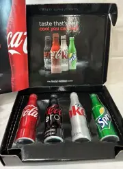 Coca Cola Coke Aluminum 4 Bottle Set 2009 Full Orig Box & Brochure discontinued