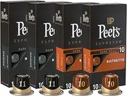 [Peet's Coffee] Dark Roast Espresso Capsules Variety Pack, Compatible with Nespresso Original Machine - Intensity 10-11, 40 Count (4 Boxes of 10 Espresso Capsules)