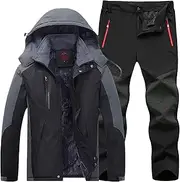 [Buddhi] Men 2023 Ski Jacket and Pant Set Fall Winter Warm Waterproof Windproof Hooded Snow Coat 2 Pieces Snowboarding Snowsuit