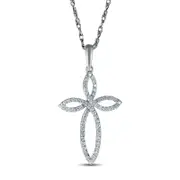 0.2 CT. T.W. Natural Diamond Loop Cross Pendant in Sterling Silver