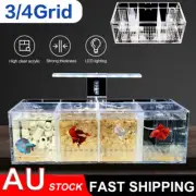 Acrylic Betta Fish Tank LED Light Mini Desktop Aquarium Water Pump 4Grid 3Grid