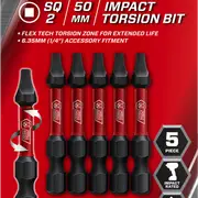 Full Boar SQ2 x 50mm Impact Torsion Bit - 5 Pack