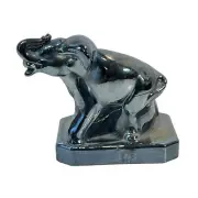 Boyd Glass Zack Elephant Figurine Lucky Trunk Up Carnival Black Pearl.