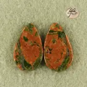 EA18618# 1 Pair Natural genuine Gemstone matched Unakite earrings Cab