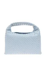BOTTEGA VENETA Hop Small $3900 Ice Blue Leather Shoulder Bag New