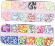 LALADEFIEE 2 Boxes DIY Nail Glitter Set Confetti Sequins for Manicure Decor Safe for Skin for Nail Art Hair Makeup Creative Crafting Supplies for Women