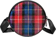 [FVQL] Round Crossbody Bag Purse Messenger Bag Shoulder Bag, grid pattern