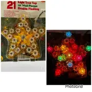 Vtg Christmas Tree Topper Star Lights Merrybrite Wall Plaque Flashing Star 7"