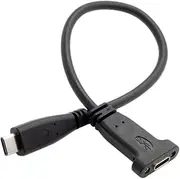 CY USB-C USB 3.1 Type C Male to Female Data Extension Cable with Panel Mount Screw Hole