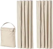 Amazon Basics Portable Window Blackout Curtain Shade with Suction Cups for Travel, Kids, and Baby Nursery - 1.27m x 1.98m, Beige - 2-Pack