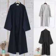 Classic Style Cotton Kimono Yukata Men's Long Bathrobe Pajamas Belted Nightwear