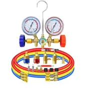 3 Way AC Manifold Diagnostic Gauge Set for R134a R404a, with 3 Feet Charging ...