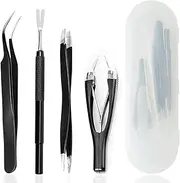 MEISO 4 Pieces Stainless Steel Tick Remover Set Black Tick Tweezers Tick Hook for Humans, Dogs, Cats (with Storage Box)