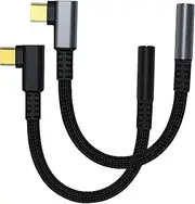 tunghey 2Pack Right Angle USB Type C to 3.5mm Female Headphone Jack Adapter, USB C to Aux Audio Dongle Cable Cord Compatible with Galaxy S23 S22 S21 S20 Ultra S10 Note 20 10