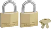 140T Solid Brass Padlock with Key, 2 Pack, Alike, 2 Count