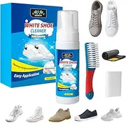 [Meuvcol] Shoe Cleaner, 200ml White Trainer Cleaner, White Shoe Cleaner Kit With Brush & Towel, Sneaker Cleaner For Suede, Leather, Knit, Boots, Canvas, Rubber, PU, Efficient Foam Shoe Cleaner, White, 4
