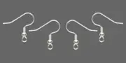 24 each Silver Plated Stainless Steel Ear Wires Hooks w/ Bead Coil end Earrings